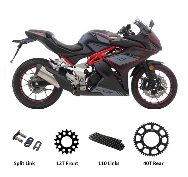 Lexmoto LXR 125 Chain and Sprocket Kit BLACK